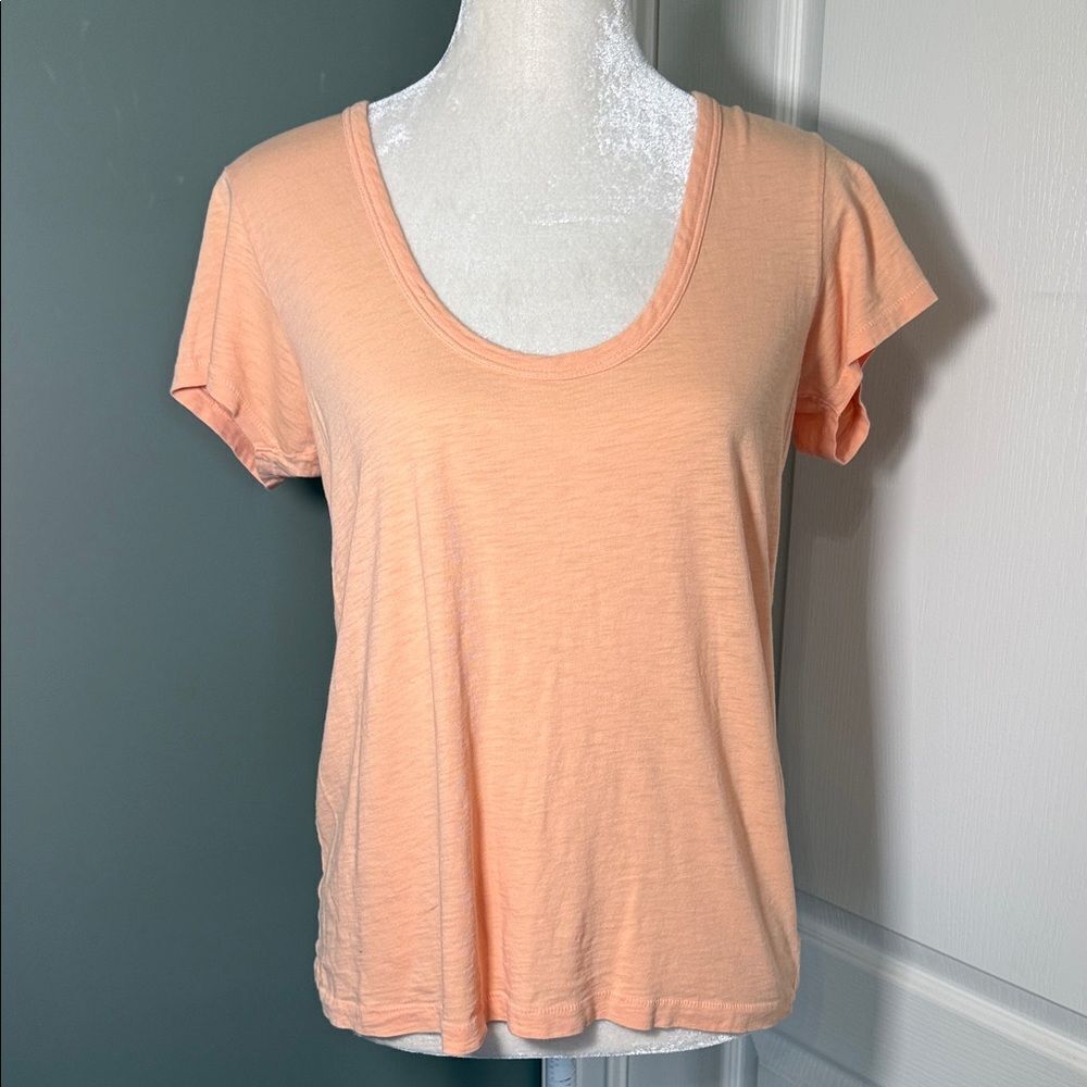rag & bone Pima Cotton Slub Tee Medium Peach Apricot Crew Neck Short Sleeve